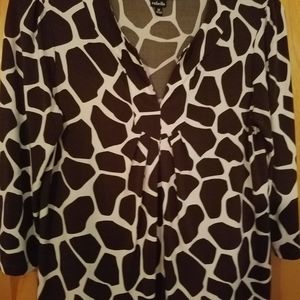 Rafaella size M pullover blouse,  brown and white